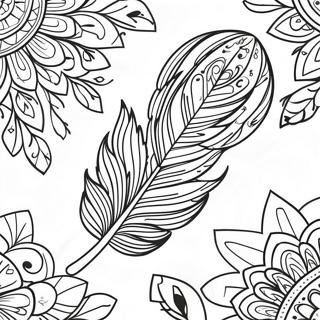 Elegant Boho Feather Coloring Page 30904-24903