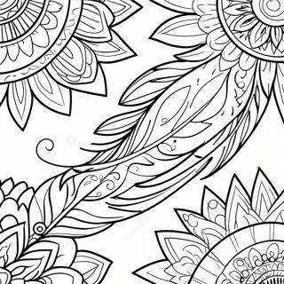 Elegant Boho Feather Coloring Page 30904-24904