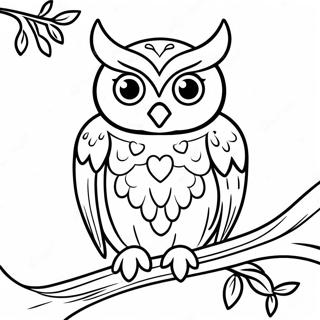 Elegant Owl Perched On Branch Coloring Page 30924-24921