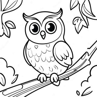 Elegant Owl Perched On Branch Coloring Page 30924-24923