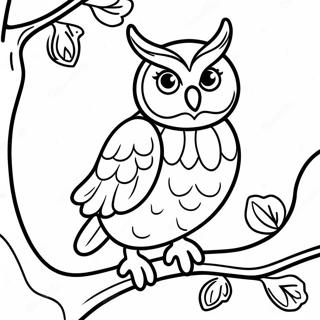 Elegant Owl Perched On Branch Coloring Page 30924-24924