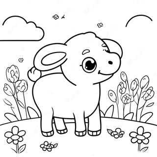 Cute Suzy Sheep In A Meadow Coloring Page 30974-24959