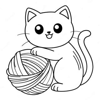 Playful Cat With Yarn Coloring Page 31014-24993