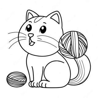 Playful Cat With Yarn Coloring Page 31014-24995