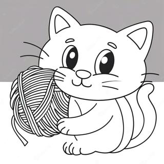 Playful Cat With Yarn Coloring Page 31014-24996