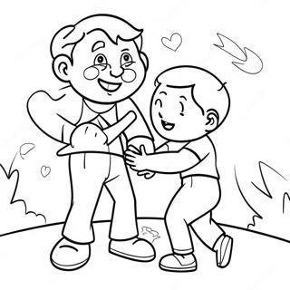 Dad And Son Playing Together Coloring Page 31043-25014