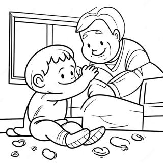 Dad And Son Playing Together Coloring Page 31043-25016