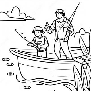 Dad And Son Fishing Adventure Coloring Page 31044-25017