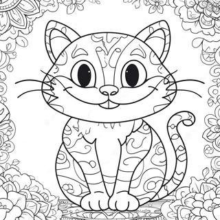 Cheshire Cat With Colorful Patterns Coloring Page 31084-25048