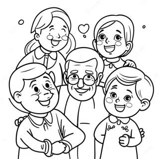 Joyful Grandpa With Grandkids Coloring Page 31163-25117