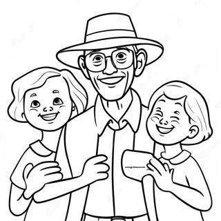 Joyful Grandpa With Grandkids Coloring Page 31163-25119