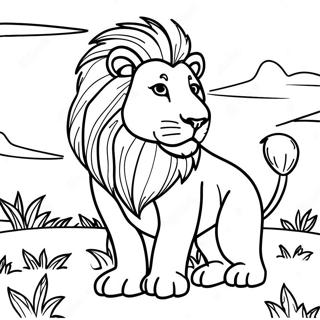 Majestic Lion In The Savanna Coloring Page 31203-25145