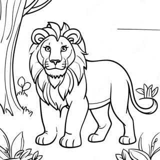 Majestic Lion In The Savanna Coloring Page 31203-25148