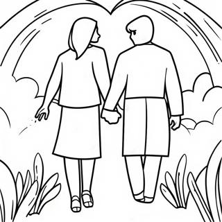 Romantic Couple Holding Hands Coloring Page 3122-2598