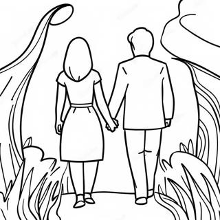 Romantic Couple Holding Hands Coloring Page 3122-2599