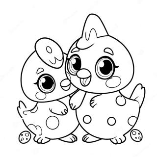 Cute Hatchimals Playing Together Coloring Page 31243-25179