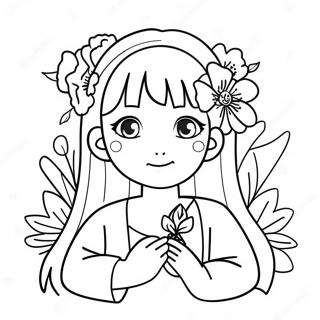 Cute Hinata With Flowers Coloring Page 31253-25186