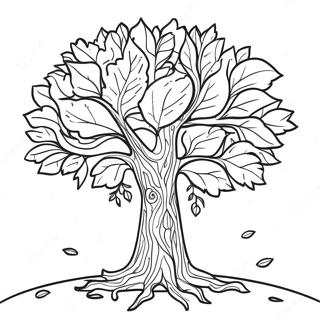 Colorful Autumn Tree Outline Coloring Page 31263-25193