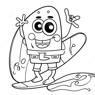 Chill Spongebob With A Surfboard Coloring Page 31303-25230