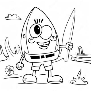 Chill Spongebob With A Surfboard Coloring Page 31303-25231