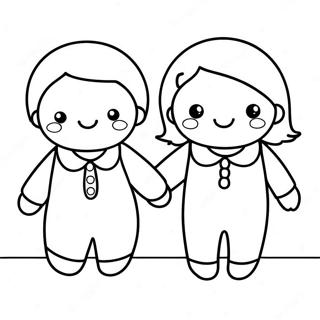 Cute Best Friends Holding Hands Coloring Page 31323-25242