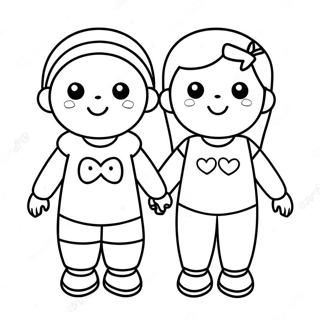 Cute Best Friends Holding Hands Coloring Page 31323-25244