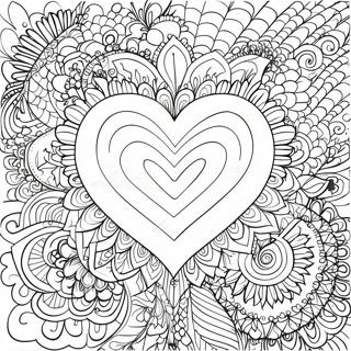 Romantic Heart Mandala Coloring Page 3142-2605