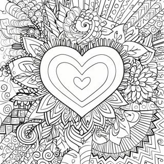 Romantic Heart Mandala Coloring Page 3142-2606