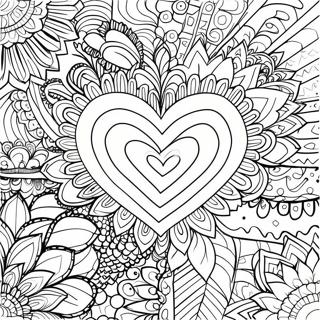 Romantic Heart Mandala Coloring Page 3142-2607