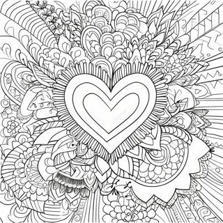 Romantic Heart Mandala Coloring Page 3142-2608