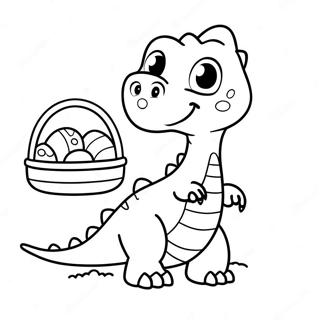 Cute Baby Dinosaur With Easter Basket Coloring Page 31533-25410