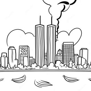 Twin Towers 9 11 Memorial Coloring Page 31602-25463