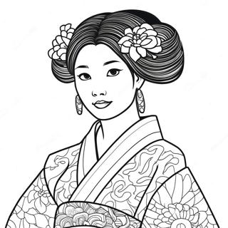 Kanao In Beautiful Kimono Coloring Page 31633-25489