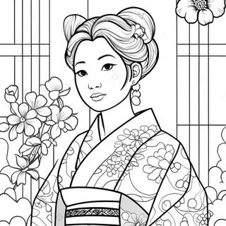 Kanao In Beautiful Kimono Coloring Page 31633-25490