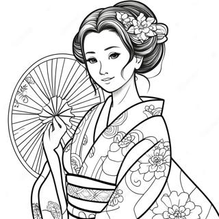 Kanao In Beautiful Kimono Coloring Page 31633-25491