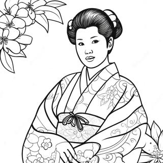 Kanao In Beautiful Kimono Coloring Page 31633-25492