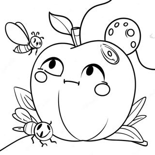 Giant Peach With Friendly Insects Coloring Page 31643-25503