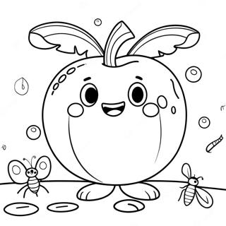 Giant Peach With Friendly Insects Coloring Page 31643-25504