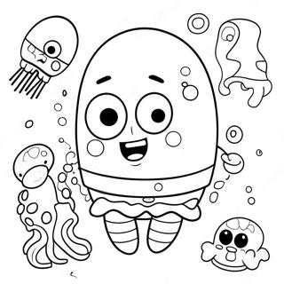 Cute Baby Spongebob With Jellyfish Coloring Page 31673-25525