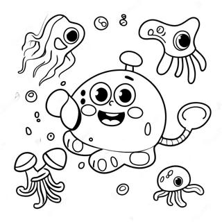 Cute Baby Spongebob With Jellyfish Coloring Page 31673-25526