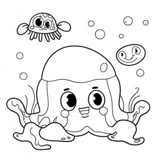 Cute Baby Spongebob With Jellyfish Coloring Page 31673-25528