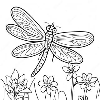 Colorful Dragonfly In A Garden Coloring Page 3172-2641