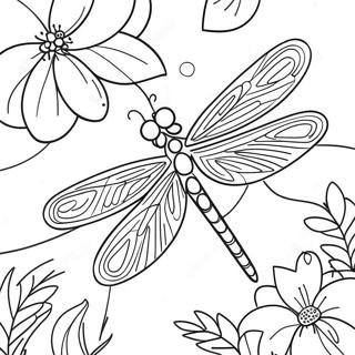 Colorful Dragonfly In A Garden Coloring Page 3172-2643