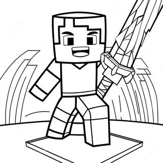 Minecraft Alex With Diamond Sword Coloring Page 31733-25569