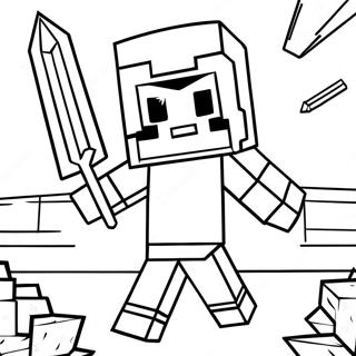 Minecraft Alex With Diamond Sword Coloring Page 31733-25572