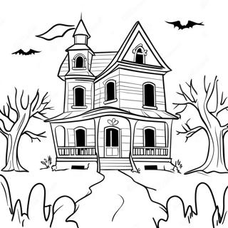 Creepy Haunted House Coloring Page 31802-25622