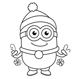 Festive Minion With Santa Hat Coloring Page 31823-25641