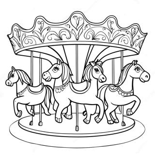 Colorful Carousel With Horses Coloring Page 31862-25666