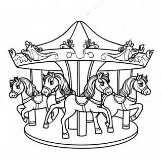 Colorful Carousel With Horses Coloring Page 31862-25667