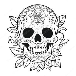 Floral Skull Tattoo Coloring Page 31943-25737